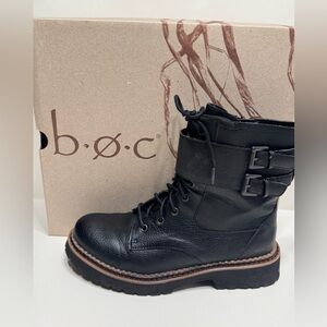 b.o.c. Black Combat Boots with Dual Buckles Size 8